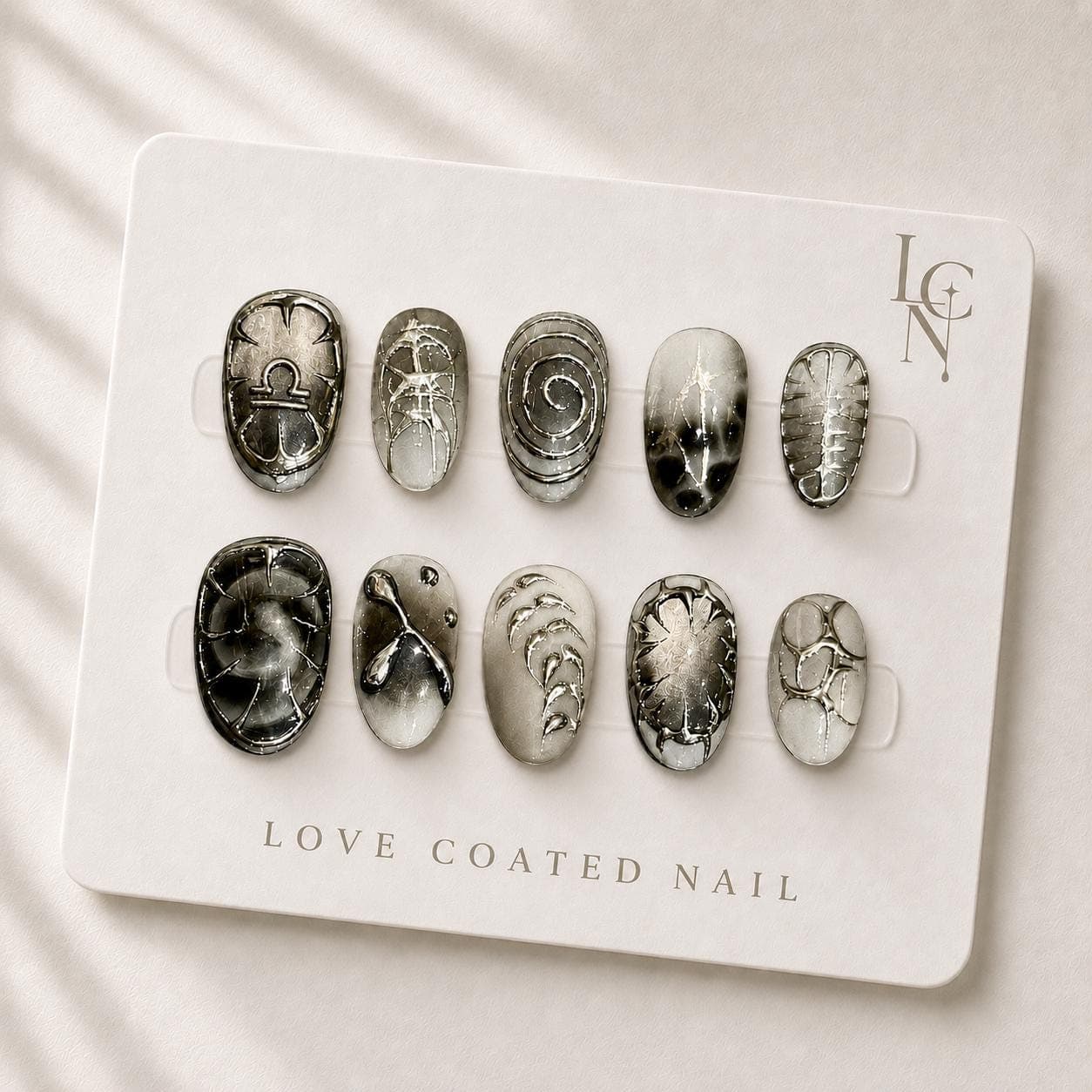 Celestial Press On Nails, Silver Chrome Nails, Astrology Nail Set, Moon Phase Nails, Handmade Luxury Personalized Zodiac
