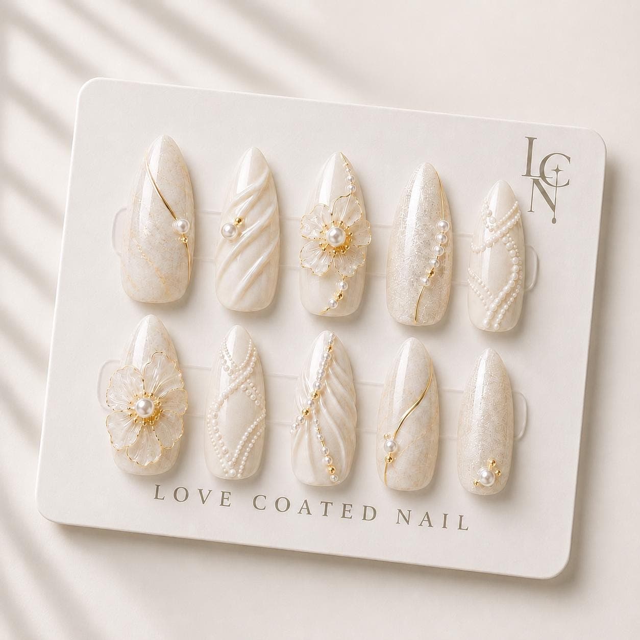 Bridal Nails, Bridal Press On Nails, Wedding Nails, Wedding Press On Nails, Pearl Bridal Nails, Luxury Bridal Nails