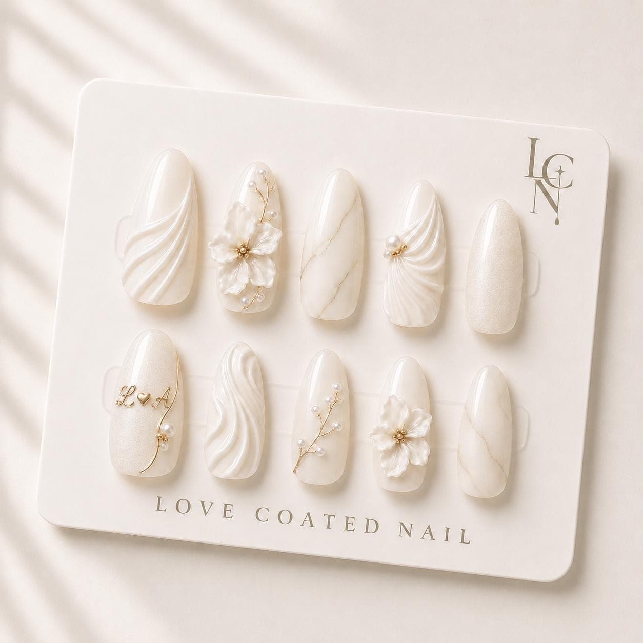 Bridal Nails, Bridal Press On Nails, Wedding Nails, Wedding Press On Nails, Personalized Initial Nails, Luxury Pearl Bridal Nails