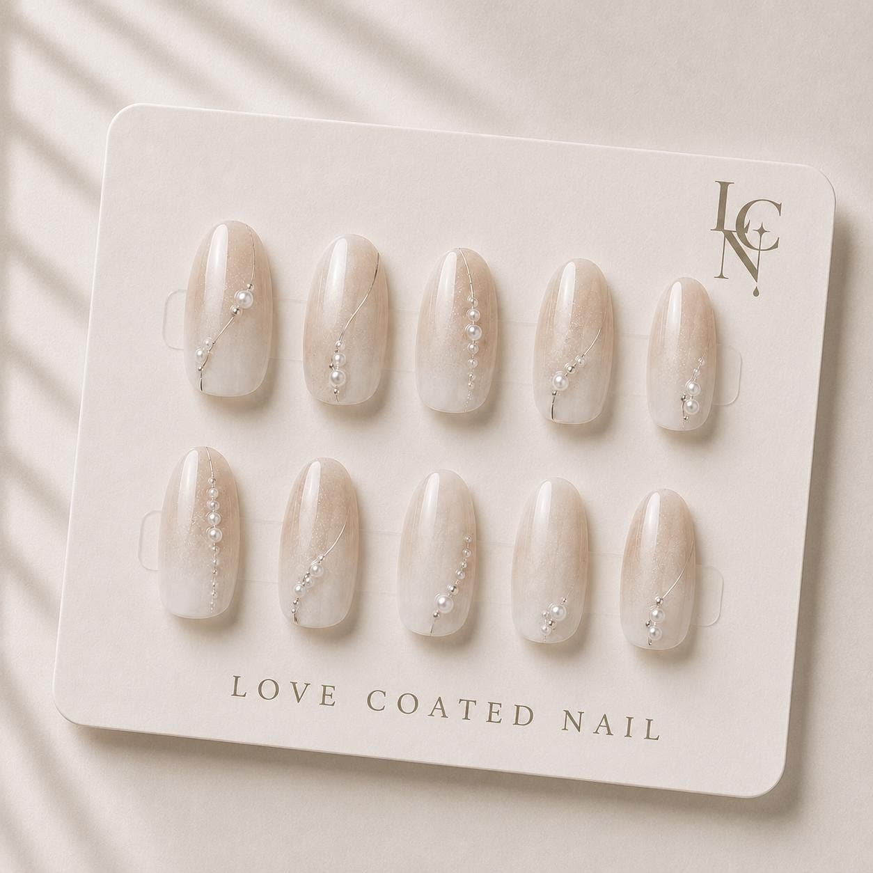 Quiet Luxury Bridal Pearl Press On Nails, Nude Almond Wedding Nails, Elegant Pearl Nails, Classy Bride Press Ons