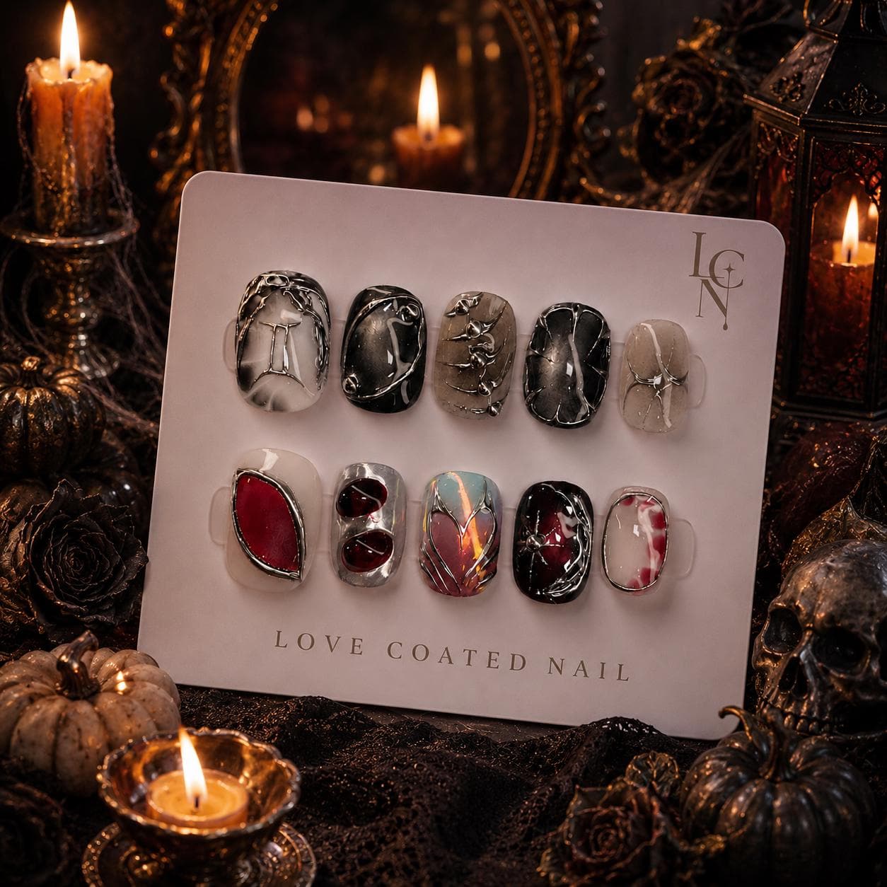 Halloween Nails, Halloween Press On Nails, Gothic Nails, Gothic Press On Nails, Gothic Fake Nails, Personalized Press On Nails