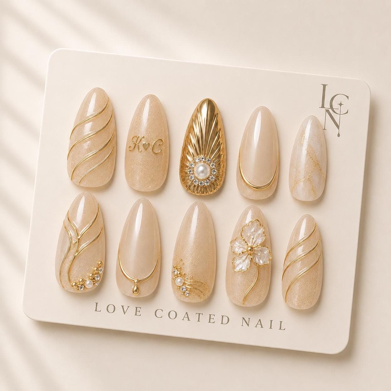 Bridal Nails, Bridal Press On Nails, Wedding Nails, Wedding Press On Nails, Personalized Initial Nails, Luxury Pearl Bridal Nails