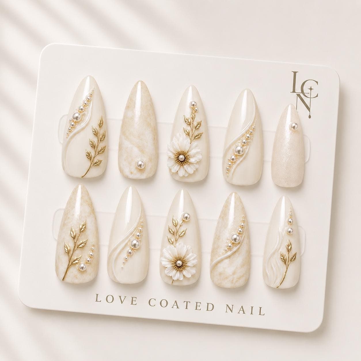 Bridal Nails, Bridal Press On Nails, Wedding Nails, Wedding Press On Nails, Pearl Bridal Nails, Ivory Wedding Nails