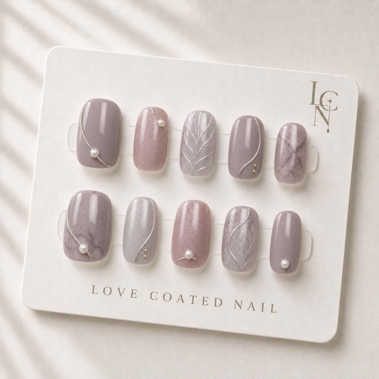Extra Short Luxury Press On Nails, Taupe Pearl Bridal Nails, Neutral Wedding Nails, Gold Chrome Quiet Luxury Handmade Nails