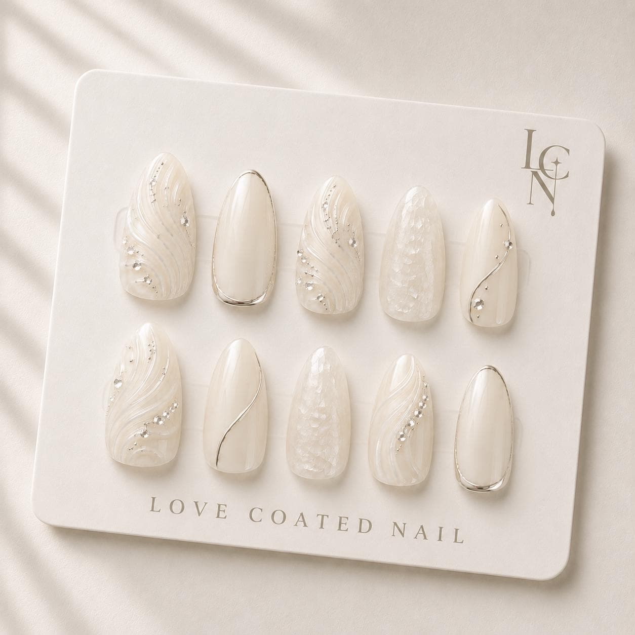 Bridal Nails, Bridal Press On Nails, Wedding Nails, Ivory Luxury Press On Nails, Elegant Almond Nails, Handmade Wedding Nails