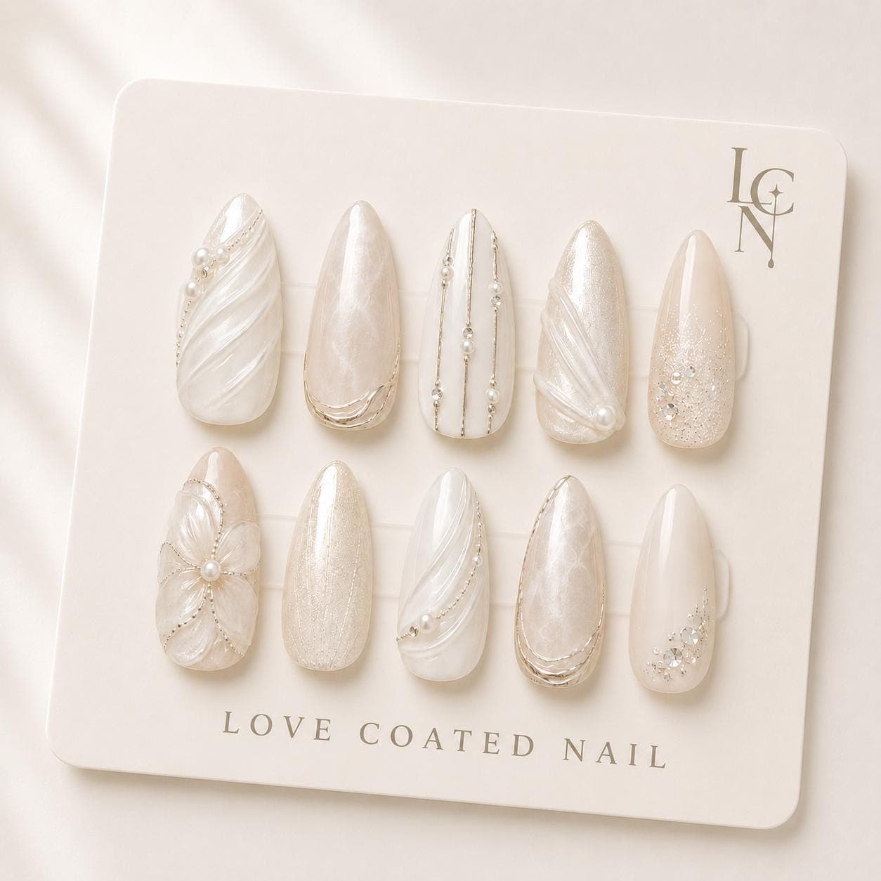 Bridal Nails, Bridal Press On Nails, Wedding Nails, Wedding Press On Nails, Pearl Bridal Nails, Ivory Wedding Nails