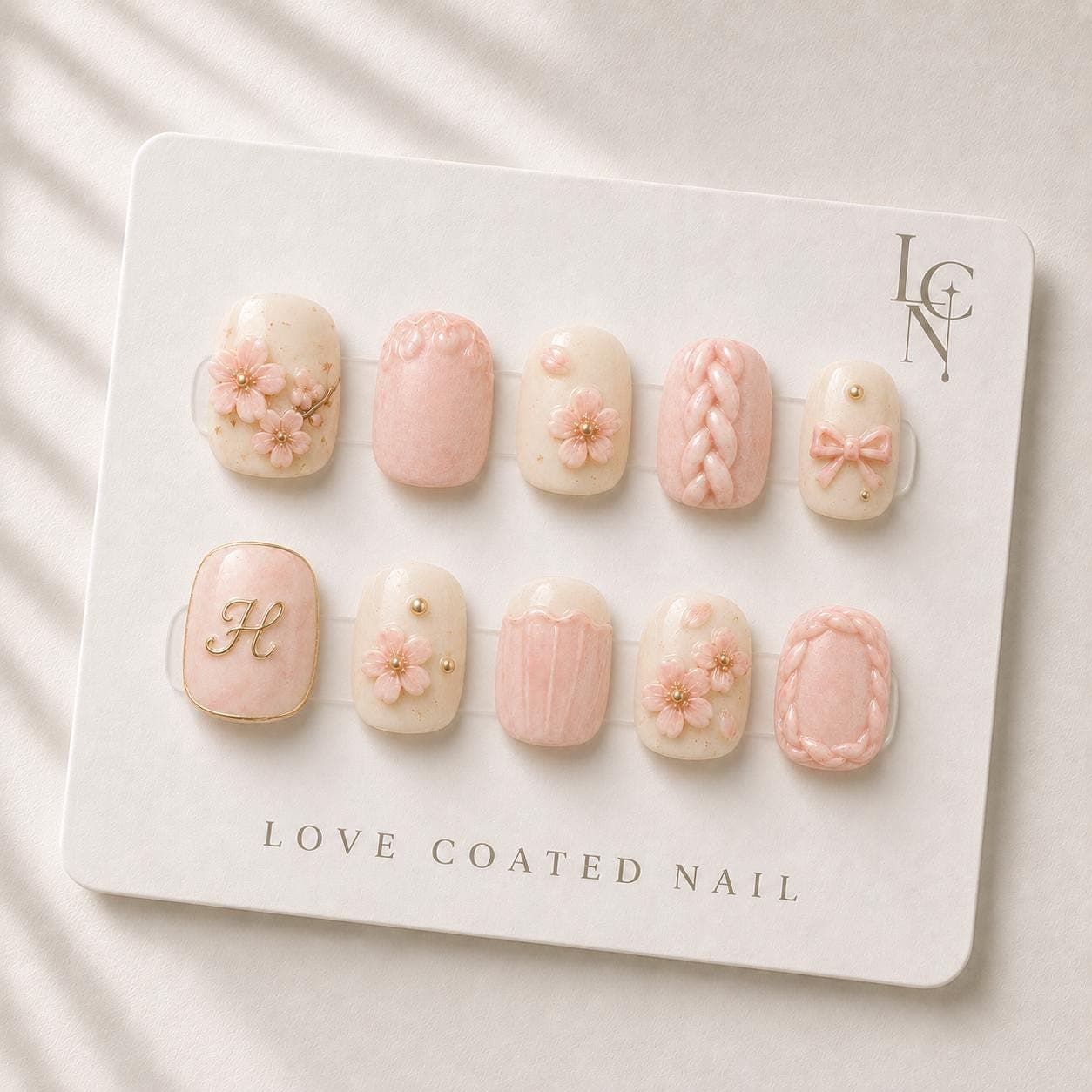 Coquette Nails, Coquette Press On Nails, Personalized Letter Nails, Ribbon Nails, Floral Nails, Pink Press On Nails, Extra Short Nails