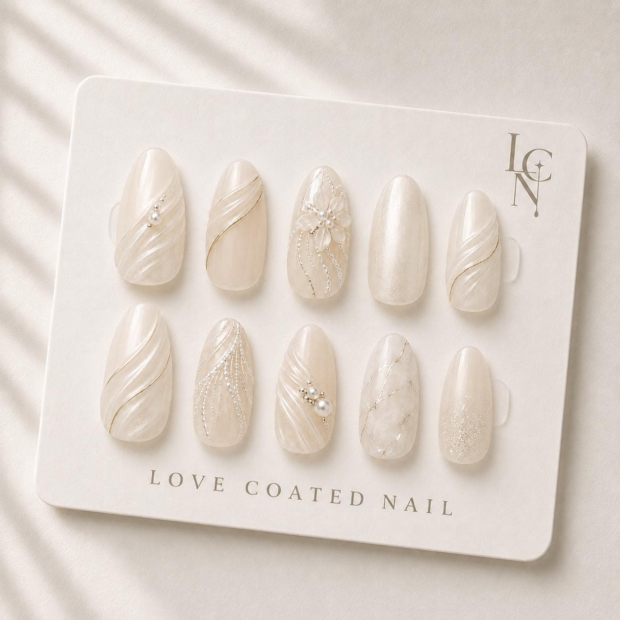 Bridal Nails, Bridal Press On Nails, Wedding Nails, Pearl Wedding Nails, Ivory Pearl Nails, Luxury Handmade Almond Nails