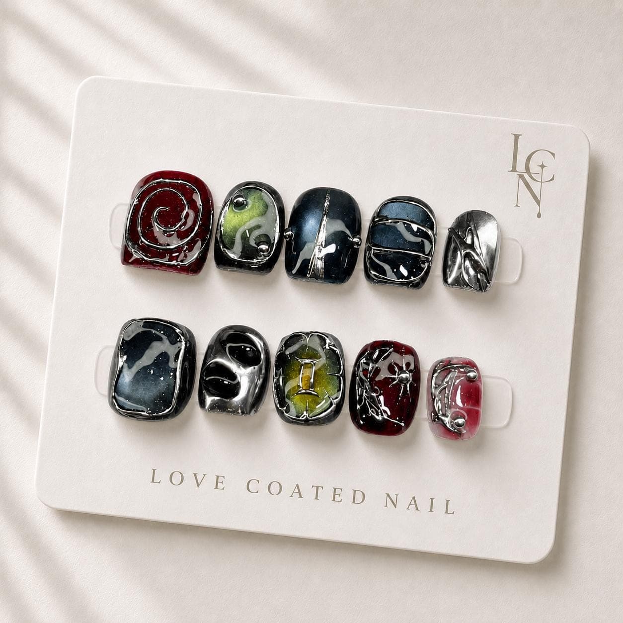 Gothic Nails, Gothic Press On Nails, Halloween Nails, Gothic Fake Nails, Black Burgundy Nails, Extra Short Press On Nails