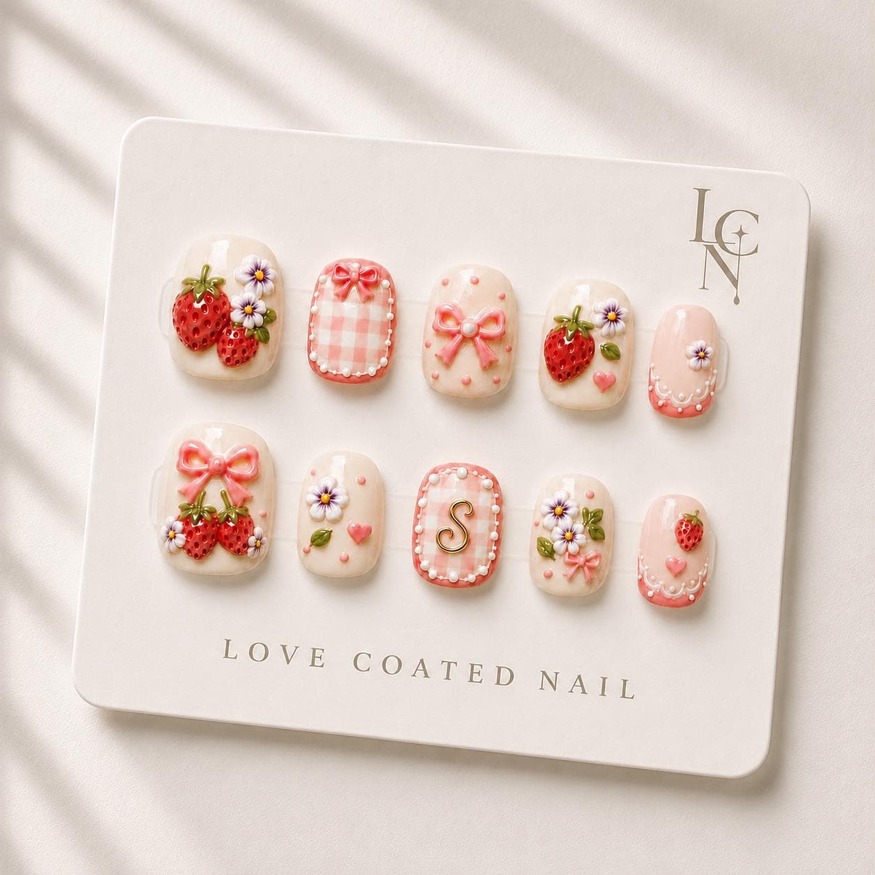 Coquette Nails, Coquette Press On Nails, Cherry Nails, Heart Nails, Floral Nails, Red Press On Nails, Extra Short Nails