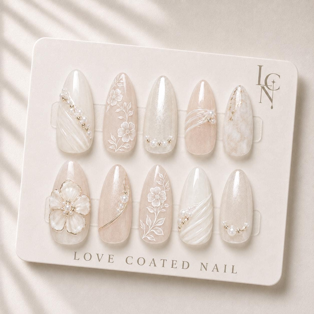 Bridal Nails, Bridal Press On Nails, Wedding Nails, Wedding Press On Nails, Pearl Bridal Nails, Ivory Wedding Nails