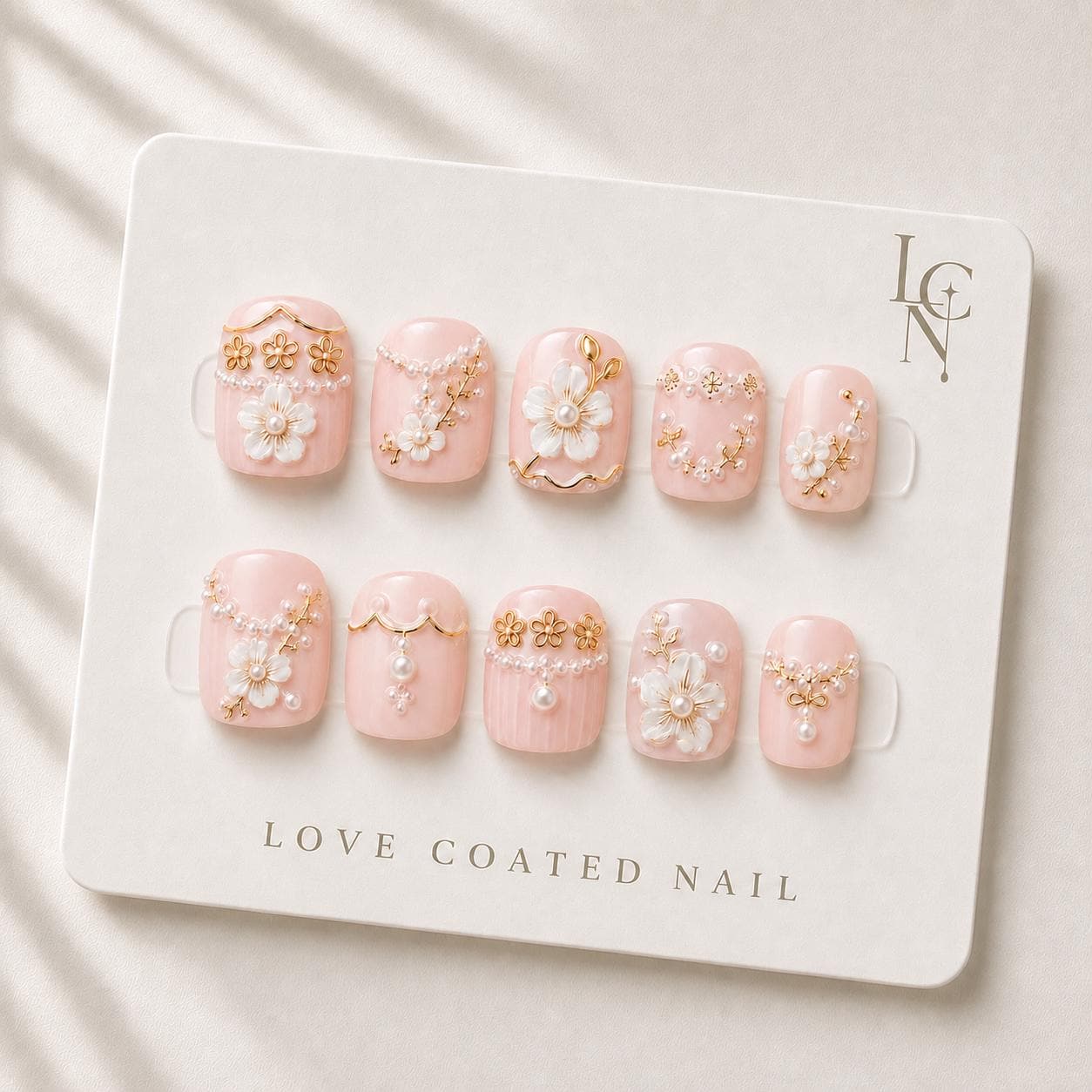 Coquette Nails, Coquette Press On Nails, Floral Nails, Pearl Nails, Pink Press On Nails, Extra Short Press On Nails