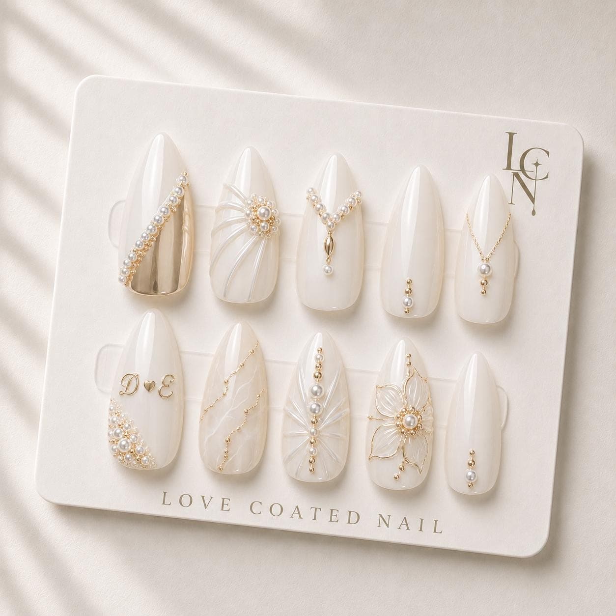 Bridal Nails, Bridal Press On Nails, Wedding Nails, Wedding Press On Nails, Personalized Bridal Nails, Pearl Bridal Nails